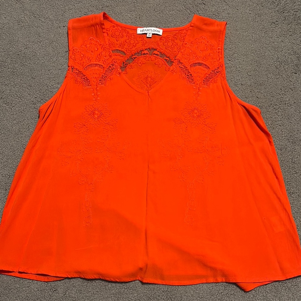 Heartloom Orange Boxy Sleeveless Blouse